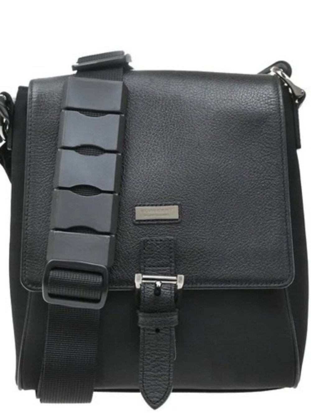 BURBERRY Black Label Logo Check Shoulder Bag Canvas Leather SHW 67KD365